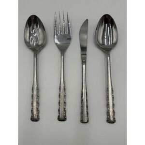 Ekco Eterna La Salla Stainless Steel Hostess Serving Set 4pc Japan Floral
